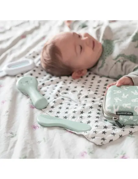 Suavinex Set brosse et peigne pour bébé - Vert Brosse et Peigne