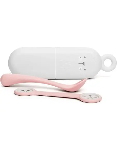 Suavinex On The Go cutlery set, case, spoon, napkin clip from 4 months, pink