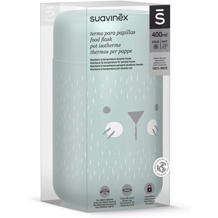 Suavinex Thermos Bébé en Acier Inoxydable Hermétique 400ml Vert