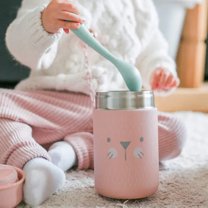 Suavinex Thermos Bébé en Acier Inoxydable Hermétique 400ml Rose