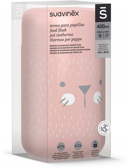 Suavinex Thermos Bébé en Acier Inoxydable Hermétique 400ml Rose dans Vaisselle bébé chez Baby And Mom Maroc