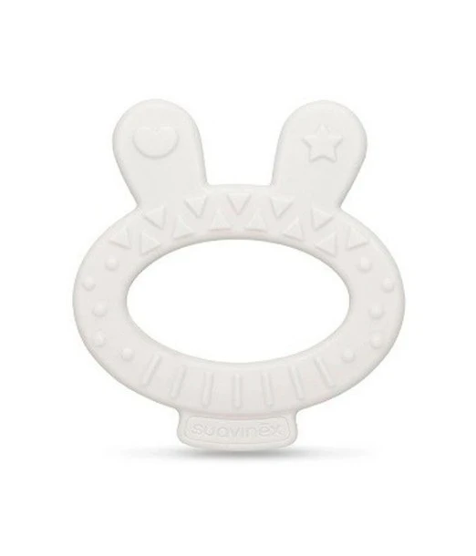 Suavinex silicone rabbit teething ring with box from 0 months white