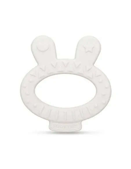 Suavinex silicone rabbit teething ring with box from 0 months white