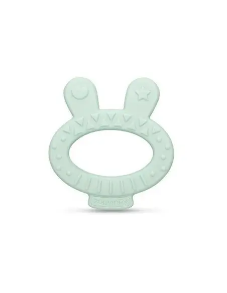 Suavinex silicone teething ring, rabbits, with box, from 0 months, green