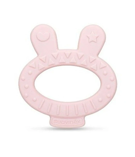 Suavinex silicone teething ring rabbits with box from 0 months+ pink
