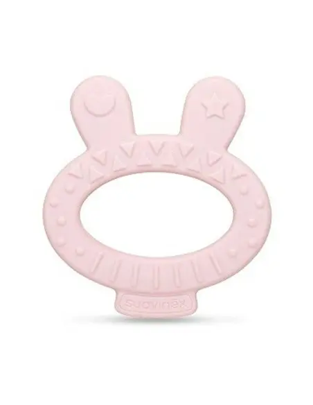 Suavinex silicone teething ring rabbits with box from 0 months+ pink