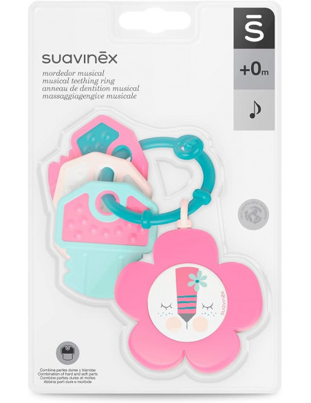Suavinex Anneau de Dentition Musical Rose 0m+ Anneau de