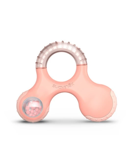 Suavinex cooling teething ring and rattle for baby Stage 3, 6 months+ Pink