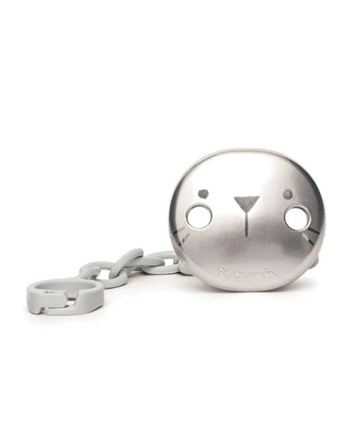Suavinex premium pacifier clip, matt metallic effect, 0% BPA, from 0 months, Grey