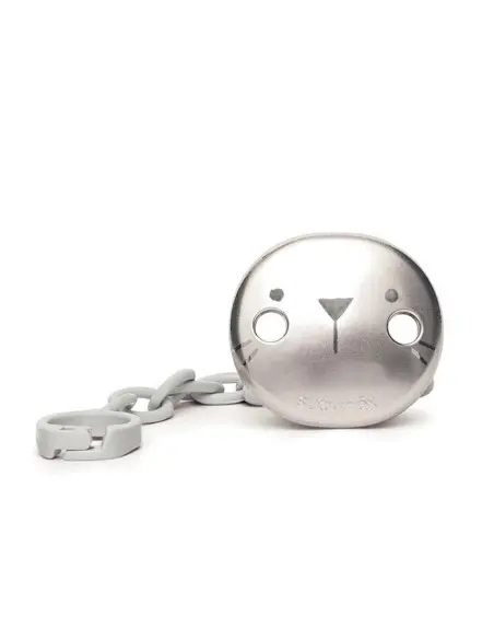 Suavinex premium pacifier clip, matt metallic effect, 0% BPA, from 0 months, Grey