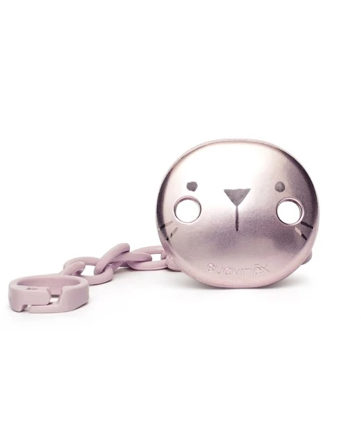 Suavinex premium pacifier clip, matt metallic effect, 0% BPA, from 0 months, Pink