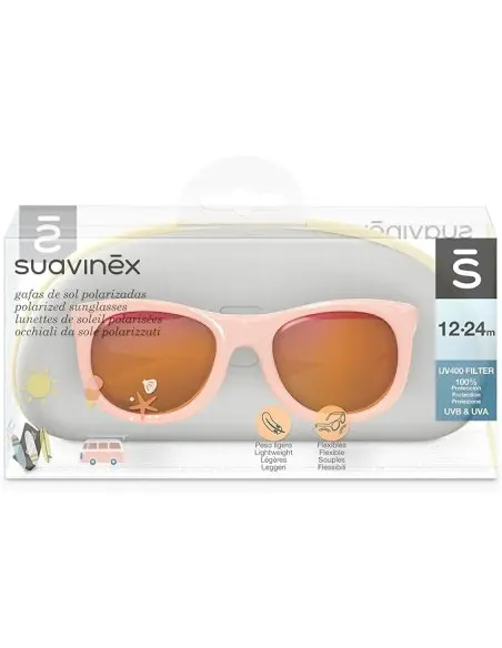Suavinex baby sunglasses from 12 to 24 months polarised with UV 400 filter with case - apricot — photo 4