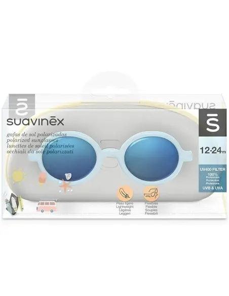 Suavinex sunglasses for babies from 12 to 24 months, polarised with UV 400 filter, with case — blue, round shape — photo 4