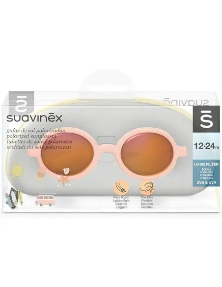 Suavinex baby sunglasses from 12 to 24 months, polarised with UV 400 filter, with case - Apricot round shape — photo 4