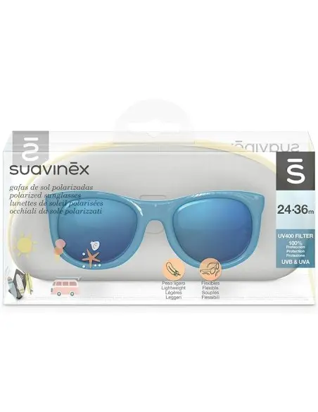Suavinex children's sunglasses from 24 to 36 months — polarised with UV 400 filter with case — Ocean Blue — photo 4