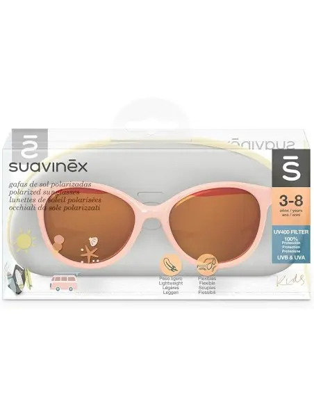 Suavinex children's sunglasses from 3 to 8 years, polarised with UV 400 filter, with case — apricot — photo 4
