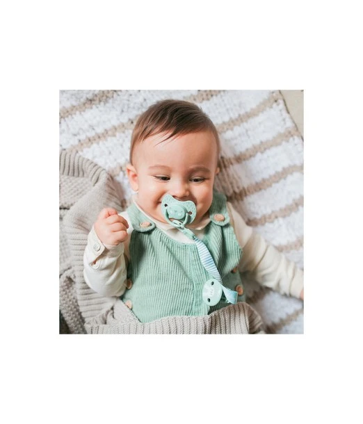 Suavinex Hygge pacifier clip with ribbon - green 2