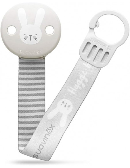 Suavinex Attache-sucette Hygge avec Ruban - Gris Sucettes -