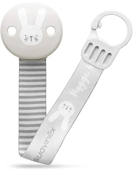 Suavinex pacifier clip Hygge with ribbon - grey