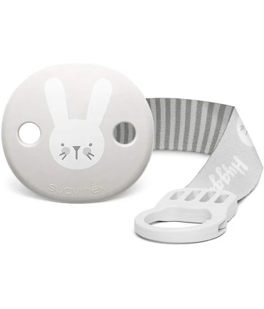 Suavinex pacifier clip Hygge with ribbon - grey 2