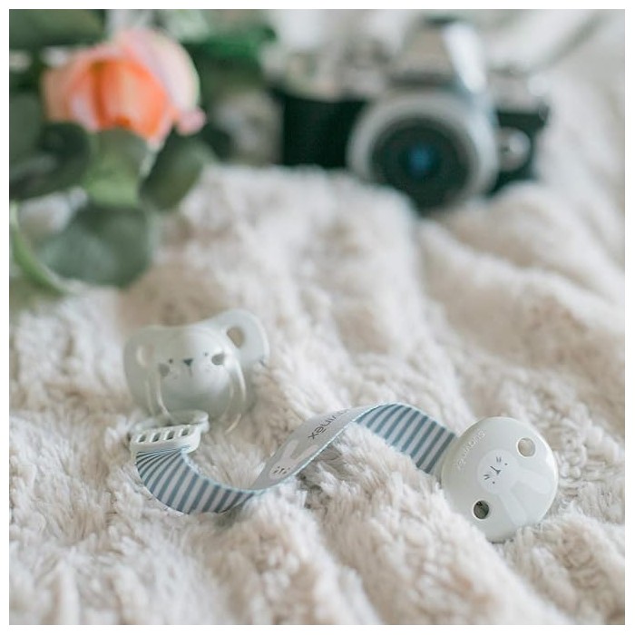 Suavinex Attache-sucette Hygge avec Ruban - Gris Sucettes -