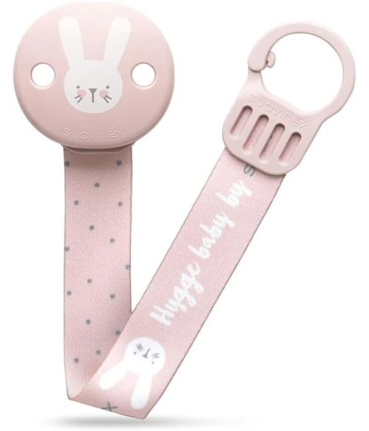 Suavinex Hygge pacifier clip with ribbon — pink