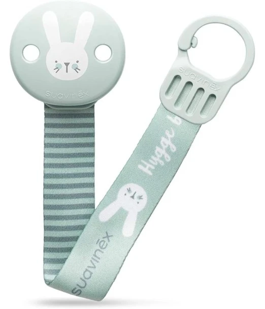 Suavinex Hygge pacifier clip with ribbon - green