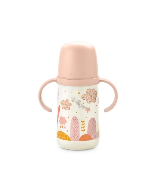 Suavinex baby bottle "Dreams" anti-leak from 6 months with handles 270 ml - Pink colour