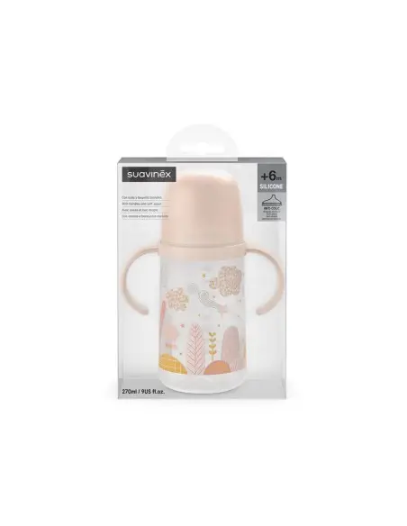 Suavinex baby bottle "Dreams" anti-leak from 6 months with handles 270 ml - Pink colour — photo 3
