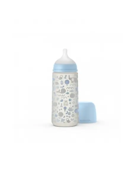 Suavinex baby bottle with symmetrical nipple SX PRO from 6 months "Memories" 360 ml - Blue