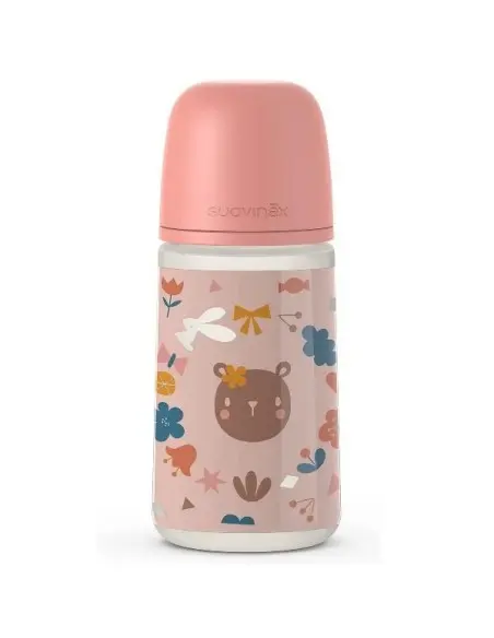 Suavinex baby bottle with symmetrical nipple SX PRO 3m+ "Forest" 270 ml - pink