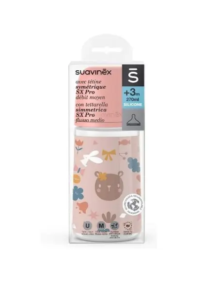 Suavinex baby bottle with symmetrical nipple SX PRO 3m+ "Forest" 270 ml - pink — photo 3