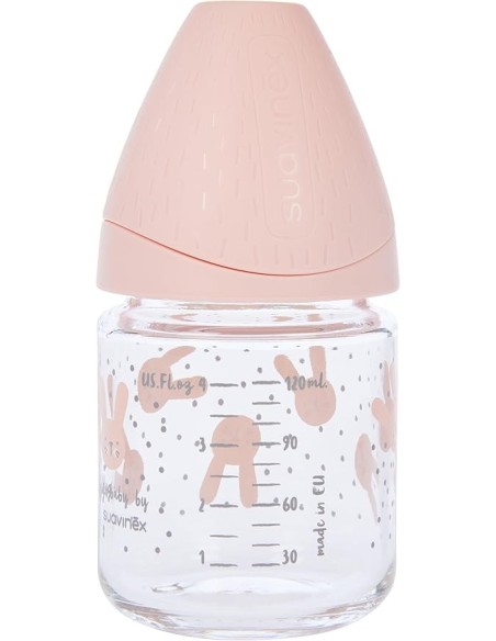 Suavinex Biberon en Verre Débit Lent Hygge "Baby Lapin" 120ml -