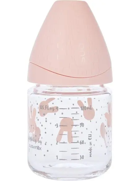 Suavinex Biberon en Verre Débit Lent Hygge "Baby Lapin" 120ml -
