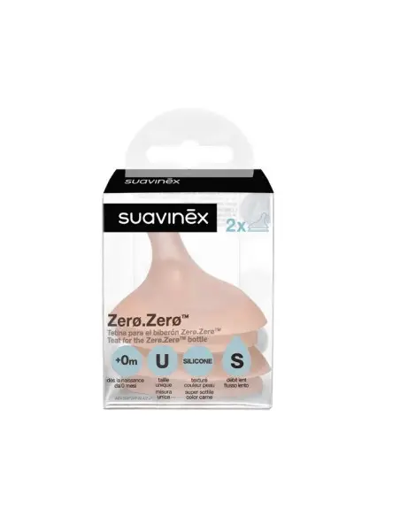 Suavinex Lot de 2 Tétines pour Biberon Zéro Zéro – Débit Lent