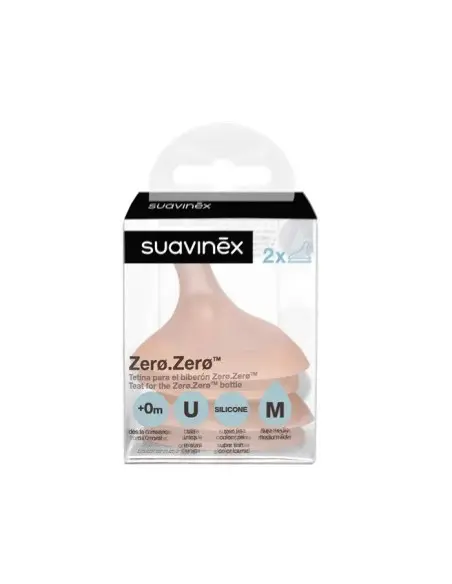 Suavinex Pack of 2 nipples for baby bottle Zero Zero – Medium flow from 3 months