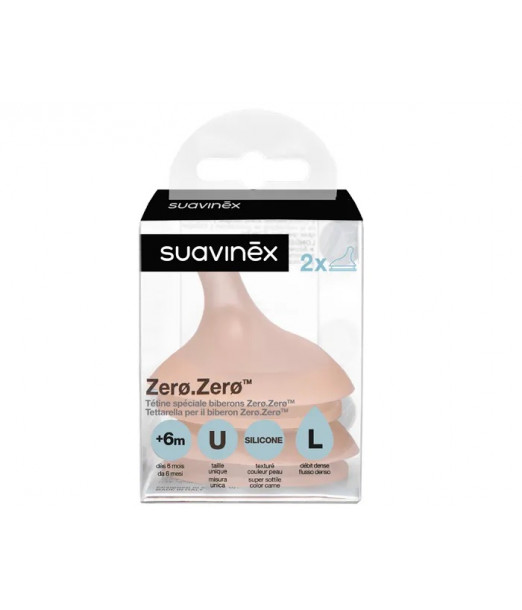 Suavinex Lot de 2 Tétines pour Biberon Zéro Zéro – Débit Rapide
