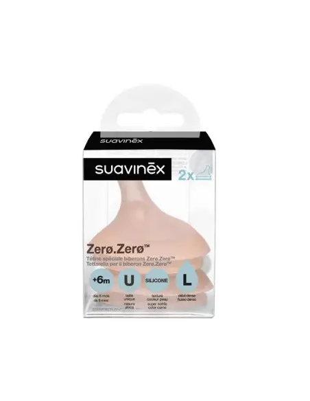 Suavinex Lot de 2 Tétines pour Biberon Zéro Zéro – Débit Rapide
