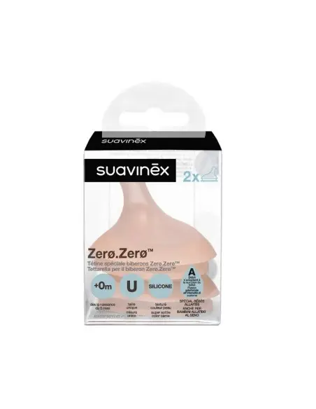 Suavinex pack of 2 nipples for baby bottle Zero Zero — breastfeeding flow 0m+