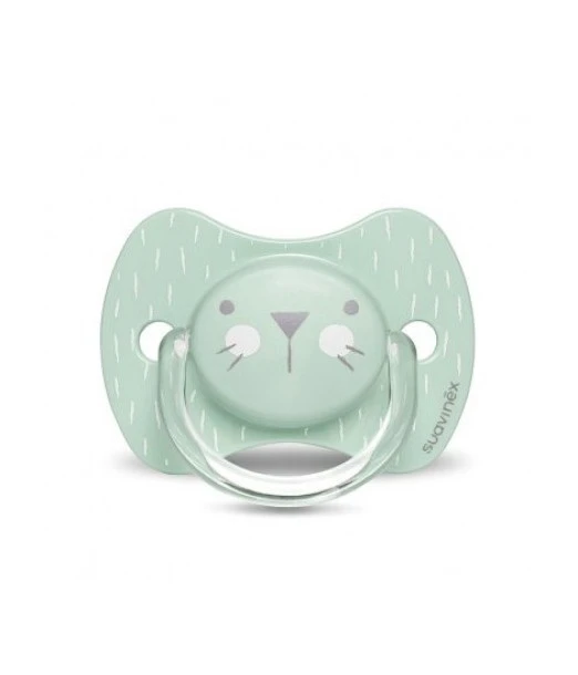 Suavinex Premium pacifier from 0 to 6 months with symmetrical silicone nipple "Baby rabbit" - green