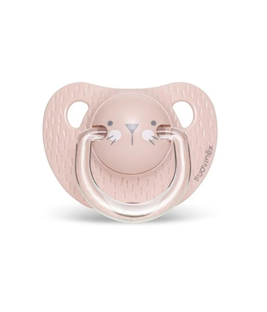 Suavinex Premium pacifier from 0 to 6 months with symmetrical silicone nipple "Baby rabbit" - Pink