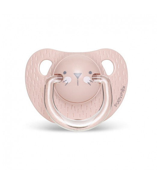 Suavinex Sucette Premium 0-6 mois avec tétine symétrique silicone "Baby lapin" - Rose au Maroc - Baby