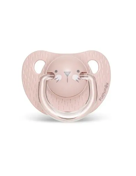 Suavinex Premium pacifier from 0 to 6 months with symmetrical silicone nipple "Baby rabbit" - Pink