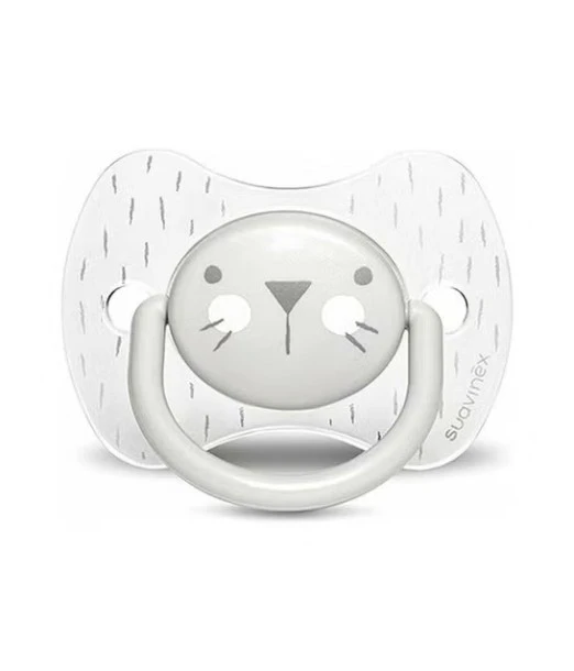 Suavinex Premium pacifier from 0 to 6 months with symmetrical silicone nipple "Baby rabbit" — Grey