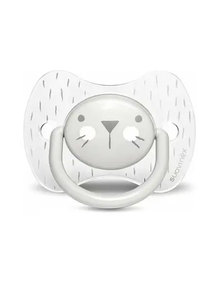 Suavinex Premium pacifier from 0 to 6 months with symmetrical silicone nipple "Baby rabbit" — Grey