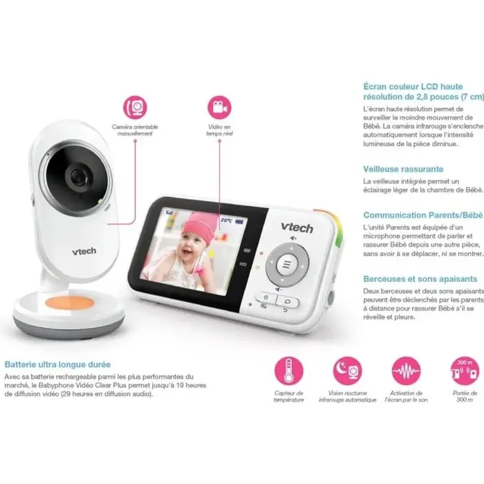Vtech Babyphone Video Clear Plus Nettoyant - Vtech Maroc