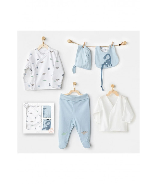 Coffret Naissance 100% Coton 5 Pièces Dinosaure Coffret