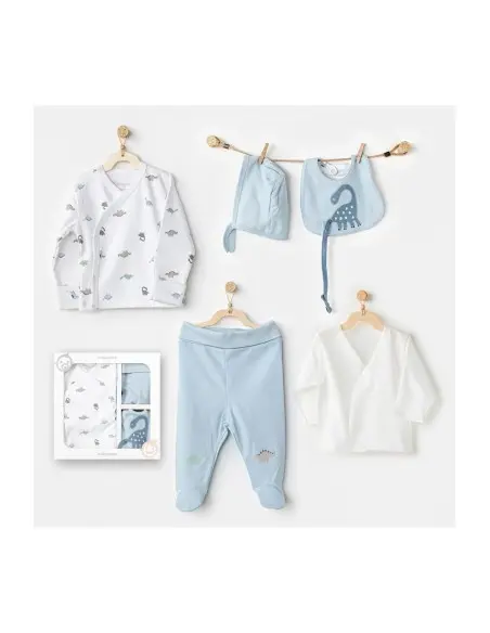 Coffret Naissance 100% Coton 5 Pièces Dinosaure Coffret
