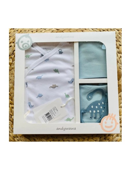 Coffret Naissance 100% Coton 5 Pièces Dinosaure Coffret