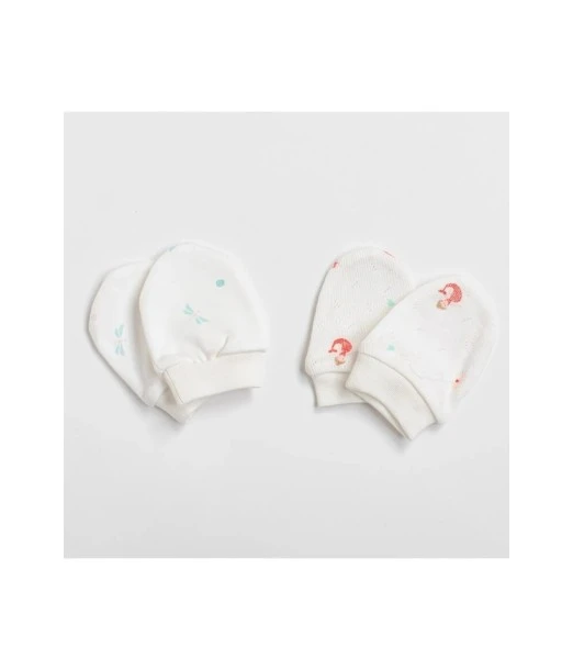 High-quality baby mittens 100% cotton, pack of 2, girl